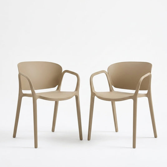 Set de 2 Sillas con Brazos California, Khaki, con Espaldar y Diseño Minimalista