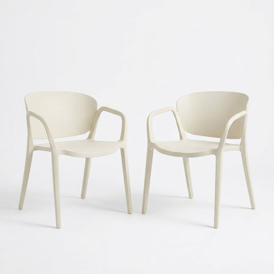 Set de 2 Sillas con Brazos California, Taupe Claro, con Espaldar y Diseño Minimalista