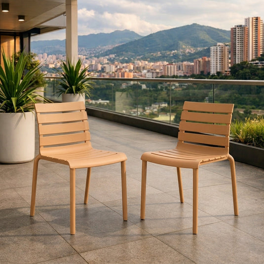 Set de 2 Sillas Montana, Color Café, con Espaldar en Líneas Diseño Moderno