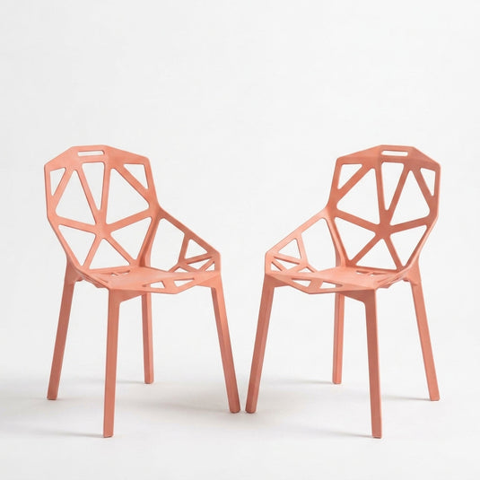 Set de 2 Sillas Roxy, Color Mandarina, con Espaldar y Diseño Moderno