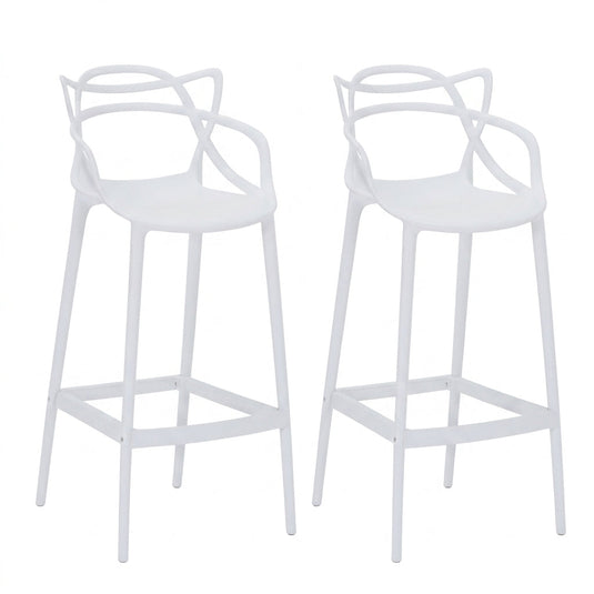 Set de 2 Sillas para Bar Palermo, Blanco, con Reposa Pies Doble Propósito