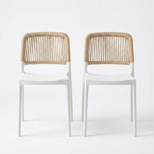 Set de 2 Sillas Houston, Color Blanco, con Espaldar Tejido