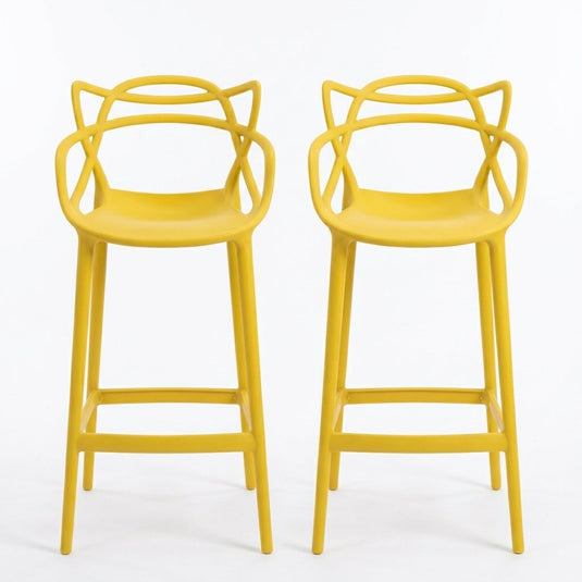 Set de 2 Sillas para Bar Palermo, Mostaza, con Reposa Pies Doble Propósito