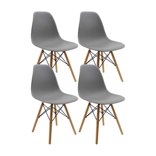 Kit por 4 sillas Eames Patas En Madera para comedor, sala, restaurante - Gris