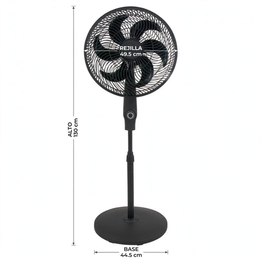 Ventilador Veronil 18, Negro, con Base en cruz, 3 Velocidades y 6 Aspas, 3 en 1