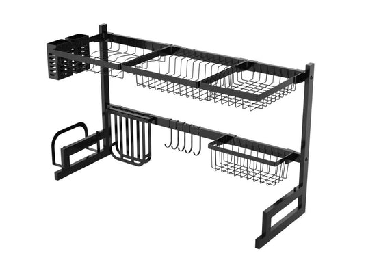 Escurridor de Platos Cristora, Negro, Metálico Doble de 2 Niveles