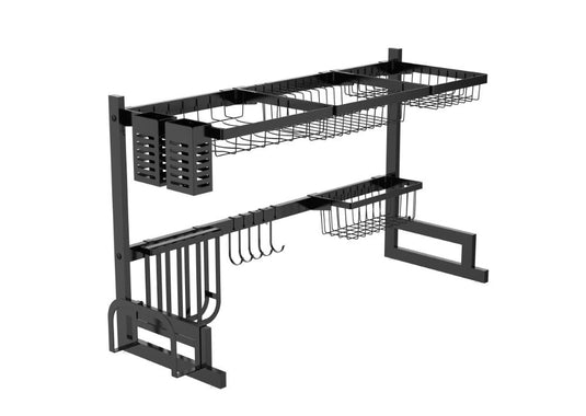 Escurridor de Platos Cristora, Negro, Metálico Doble de 2 Niveles