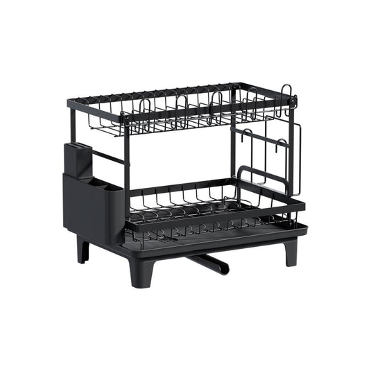Escurridor de Platos Flow, Negro, Metálico de 2 Niveles