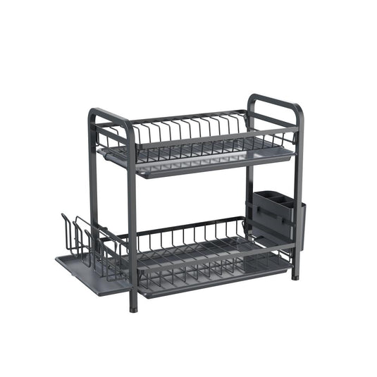 Escurridor de Platos Clarity, Negro, Metálico de 2 Niveles
