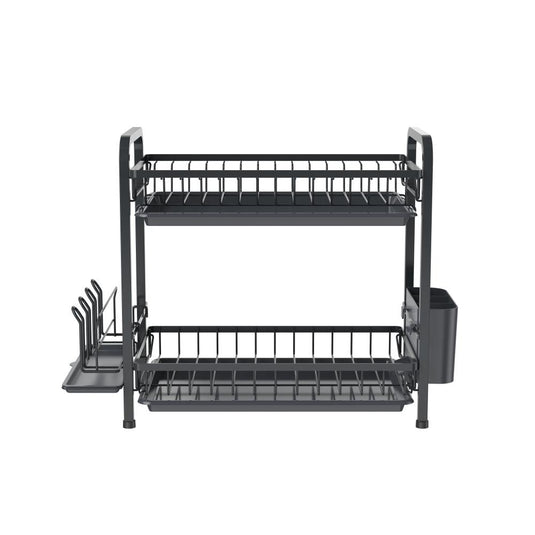 Escurridor de Platos Clarity, Negro, Metálico de 2 Niveles