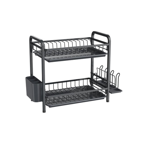 Escurridor de Platos Clarity, Negro, Metálico de 2 Niveles