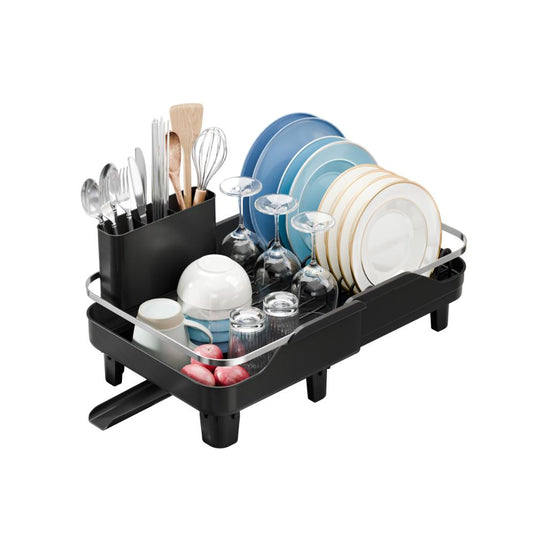 Escurridor de Platos Pureza, Negro, Metálico Cromado Expandible