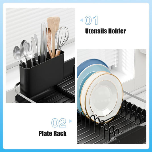 Escurridor de Platos Pureza, Negro, Metálico Cromado Expandible