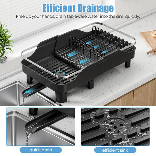 Escurridor de Platos Pureza, Negro, Metálico Cromado Expandible