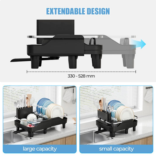 Escurridor de Platos Pureza, Negro, Metálico Cromado Expandible
