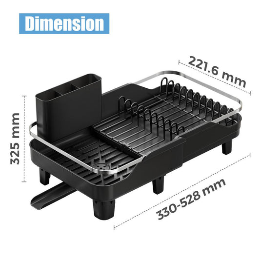 Escurridor de Platos Pureza, Negro, Metálico Cromado Expandible