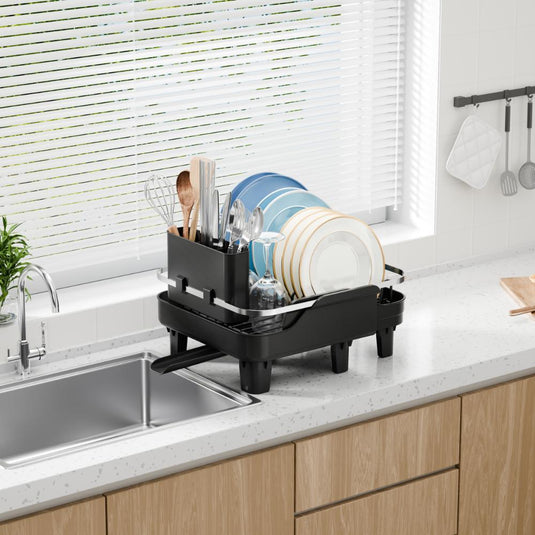 Escurridor de Platos Pureza, Negro, Metálico Cromado Expandible