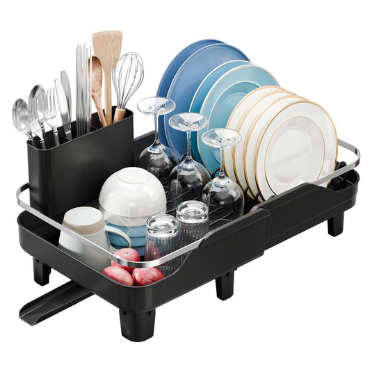 Escurridor de Platos Pureza, Negro, Metálico Cromado Expandible