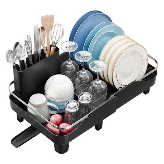 Escurridor de Platos Pureza, Negro, Metálico Cromado Expandible