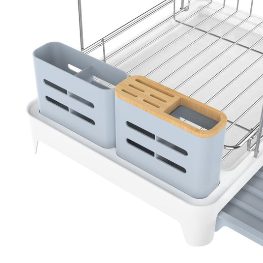 Escurridor de Platos Expandible Frescura, Gris y Blanco, en Acero Inoxidable