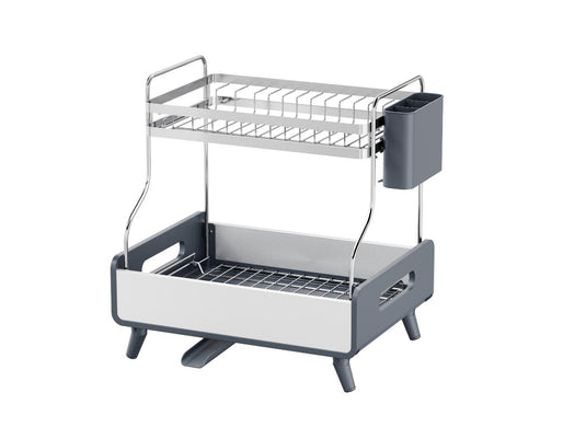 Escurridor de Platos Clariva, Gris Oscuro, de 2 Niveles
