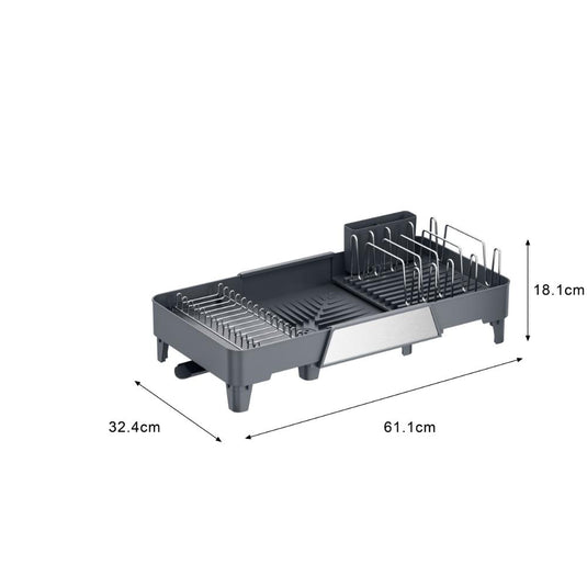 Escurridor de Platos Aquira, Gris Oscuro, Expandible con Escurridor