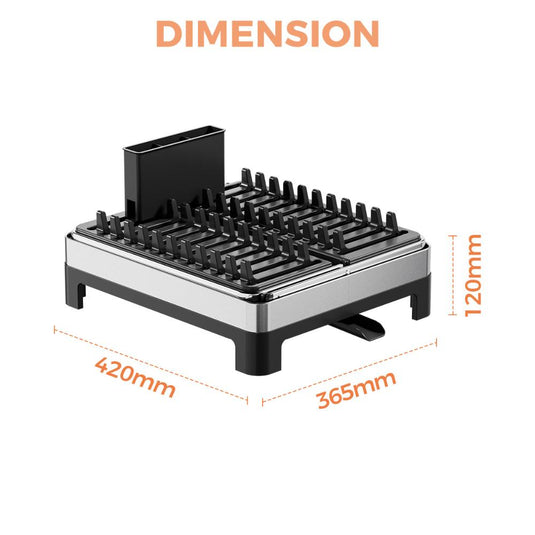Escurridor de Platos Plegable Vitalia, Negro y Gris, en Forma de x Metalizado