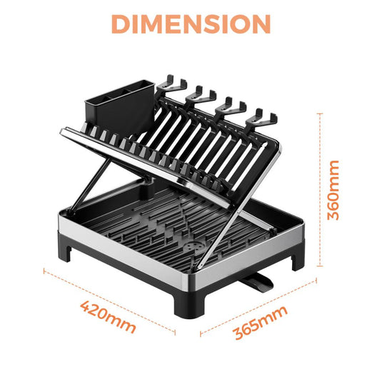 Escurridor de Platos Plegable Vitalia, Negro y Gris, en Forma de x Metalizado