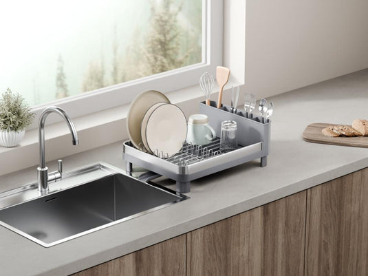 Escurridor de Platos Pureza, Gris Mate, en Acero Inoxidable y Plástico