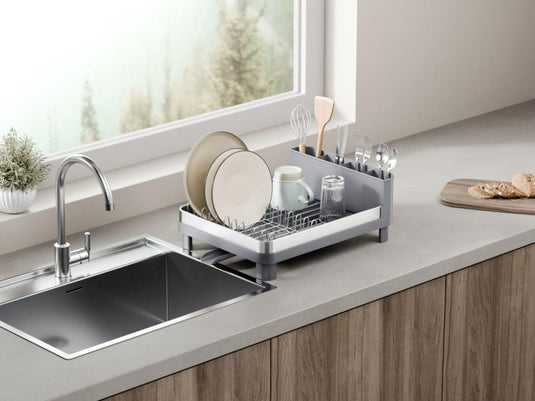 Escurridor de Platos Pureza, Gris Mate, en Acero Inoxidable y Plástico
