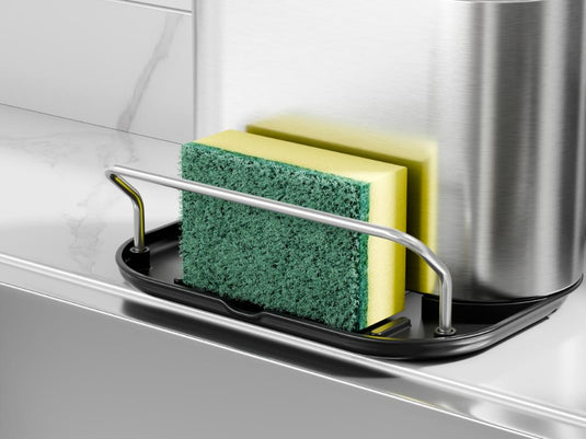 Dispensador Jabón de Platos Fluvora , Negro y Gris Metalizado, 3 en 1