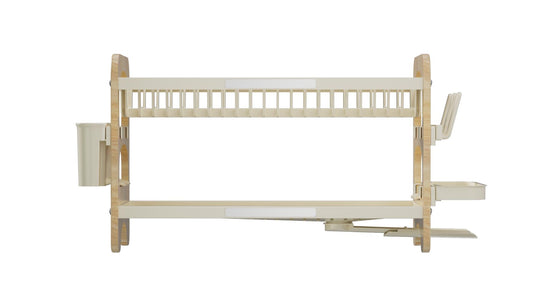 Escurridor de Platos Escurora, Madera y Beige, de 2 Niveles