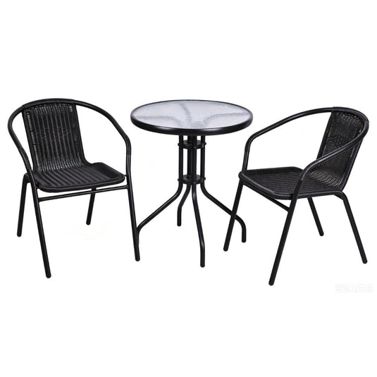 Juego de Terraza Rattan Bari, Color Negro