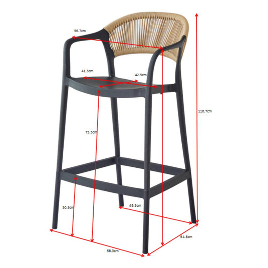 Silla para Bar Balí, Gris, Doble Propósito con Reposa Pies