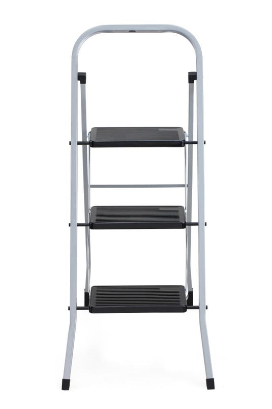 Escalera Tubular Luminas, Gris y Negro, Plagable de 3 Niveles