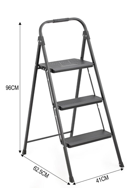 Escalera Tubular Alba, Negro, Plagable de 3 niveles