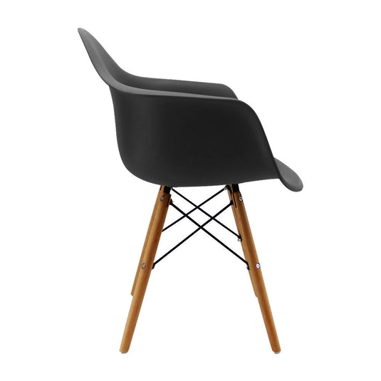 Kit por 4 Silla Eames Con Brazos Patas en Madera - Negra