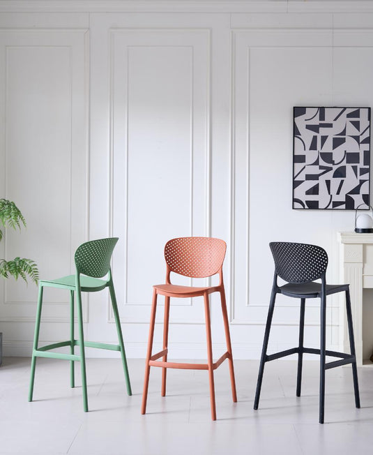 Set de 2 Sillas para Bar Río, Color Verde Olivo, Diseño Moderno