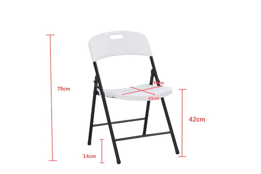 Set de Seis Sillas Plegables Dako, Blanco, espaldar y asiento en material plastico y patas metálicas