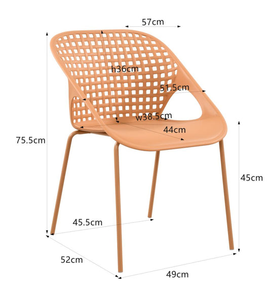 Set de 4 Sillas Senit con Brazos, Color Naranja, con Espaldar y Diseño Moderno