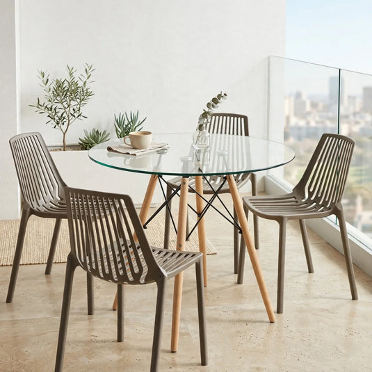 Combo Zenda, Incluye una Mesa y 4 Sillas Color Taupe
