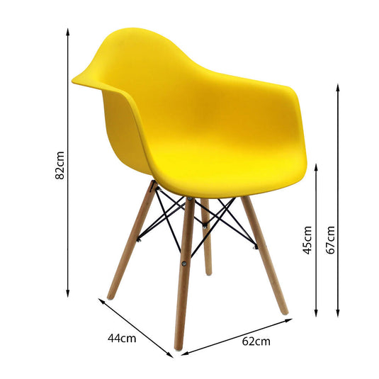 Kit por 2 Silla Eames Con Brazos Patas en Madera - Amarillo