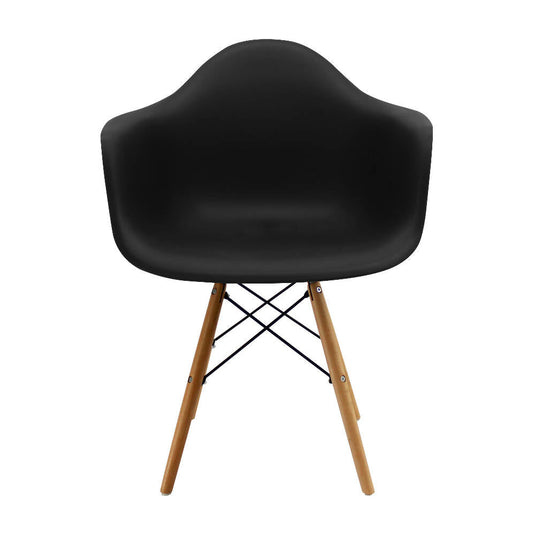 Kit por 4 Silla Eames Con Brazos Patas en Madera - Negra
