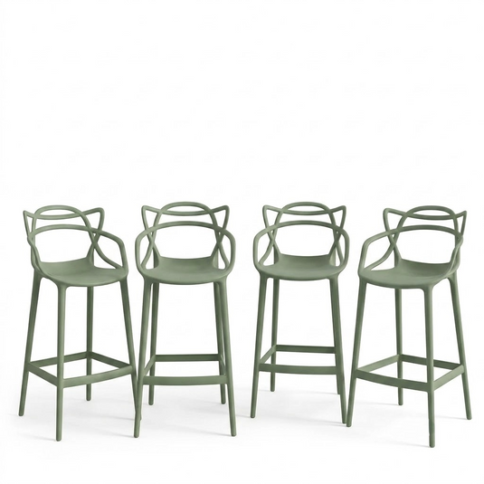 Set de 4 Sillas para Bar Palermo, Verde, con Reposa Pies Doble Propósito