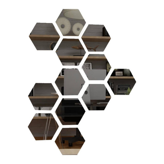 Set de 12 espejos hexagonales Lirio gris 100x92 cm - detalle