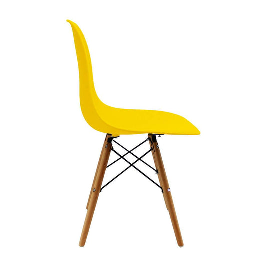 Silla Eames Patas En Madera para comerdor, sala, restaurante - Amarilla