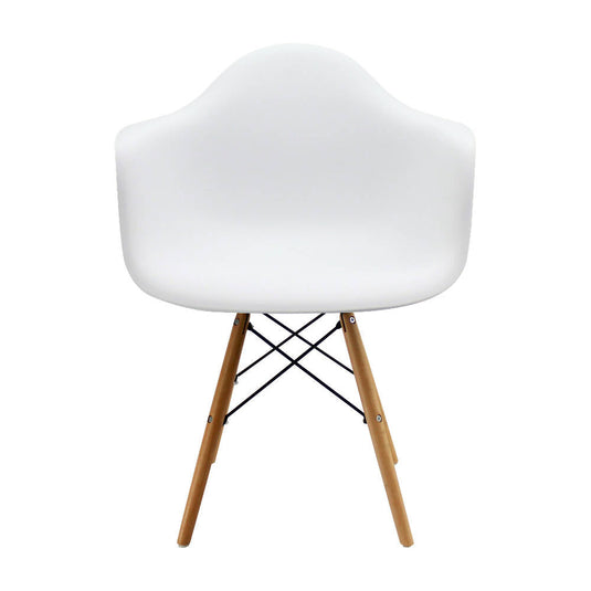 Kit por 2 Silla Eames Con Brazos Patas en Madera - Blanca
