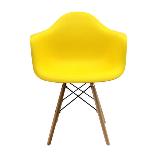 Kit por 2 Silla Eames Con Brazos Patas en Madera - Amarillo