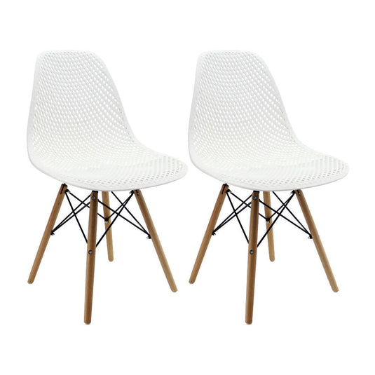 Kit por 2 Silla Air Eames Para Sala Comedor Restaurante - Blanca
