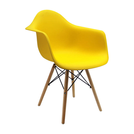 Kit por 2 Silla Eames Con Brazos Patas en Madera - Amarillo